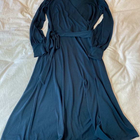 H&M Long Sleeve Midi Teal Dress - SZ - EUC - Picture 5 of 7